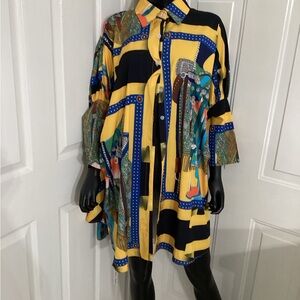 Printed loose shirt dress